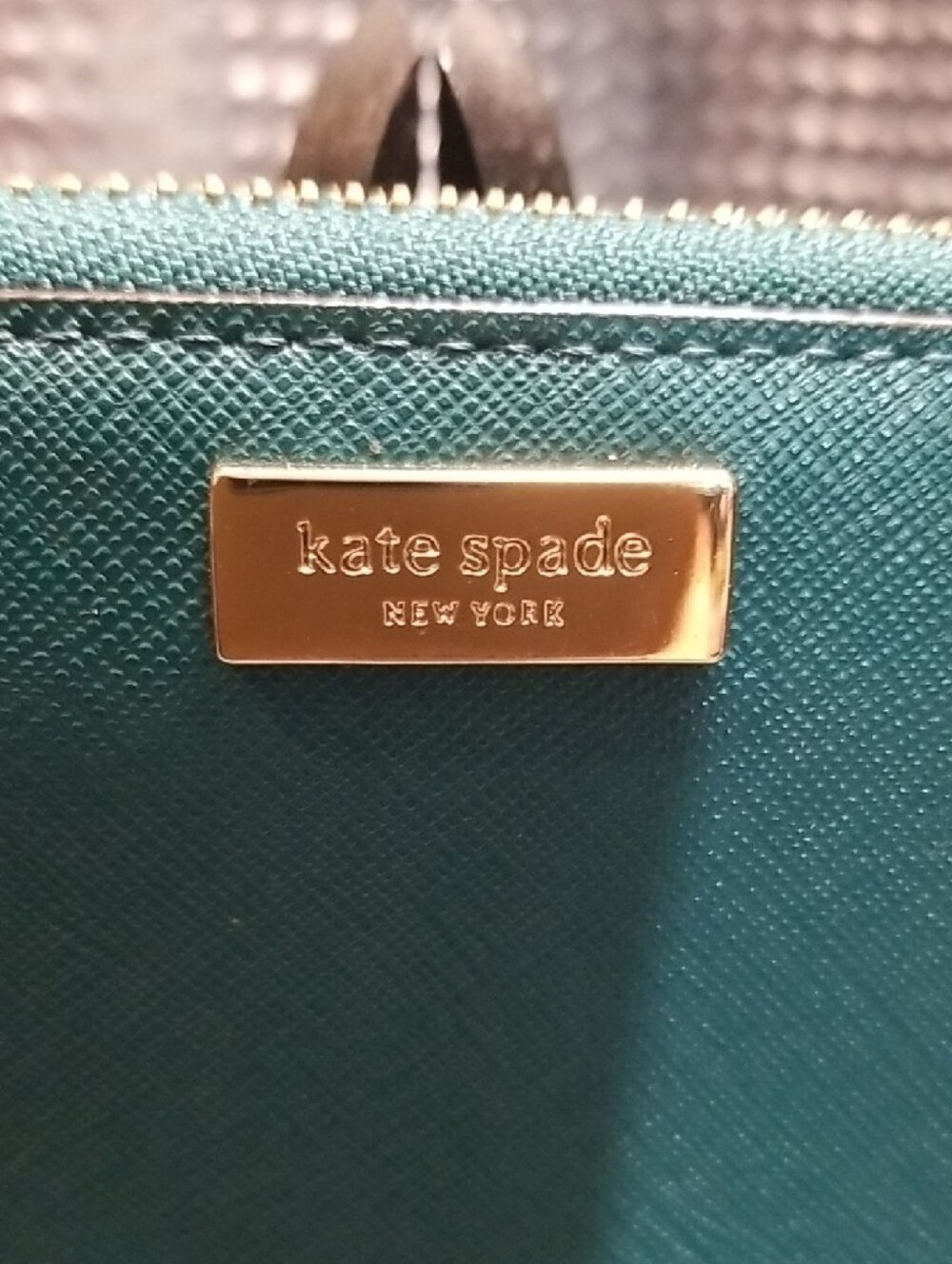kate spade Teal Zip-Around Wristlet Wallet with Gold Accents - Picture 3 of 8